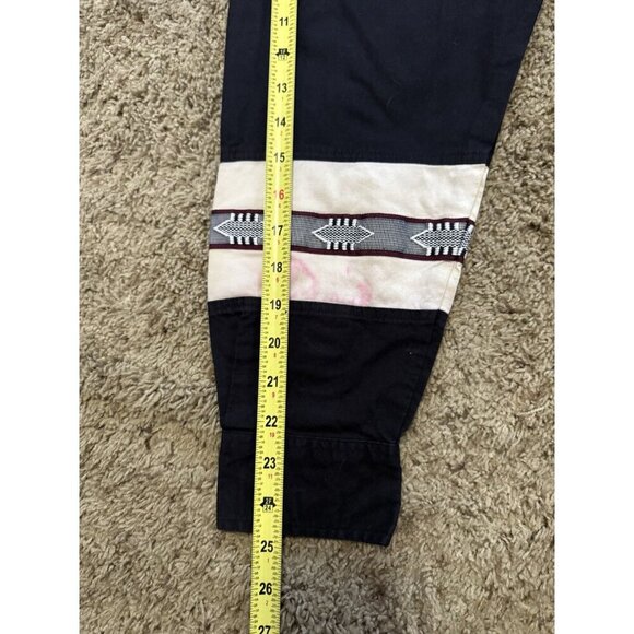 Vintage 100% Cotton Aztec Trim Western Navy Long Sleeve Button Down Rodeo USA XL - Picture 9 of 11